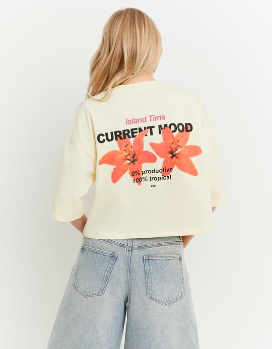 TALLY WEiJL, Yellow Oversized Printed T-Shirt for Women