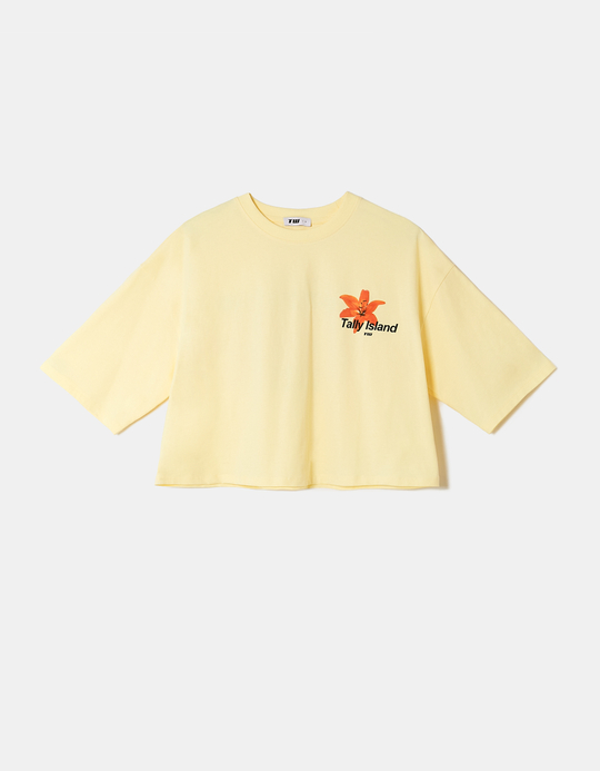 TALLY WEiJL, Yellow Oversized Printed T-Shirt for Women