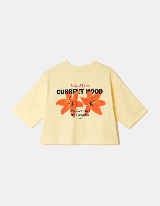 TALLY WEiJL, Yellow Oversized Printed T-Shirt for Women