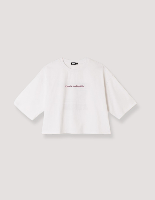 TALLY WEiJL, White Oversized Printed T-Shirt for Women