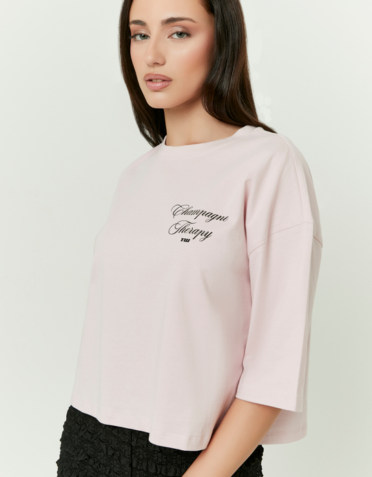 TALLY WEiJL, T Shirt Oversize Rosa Stampata for Women