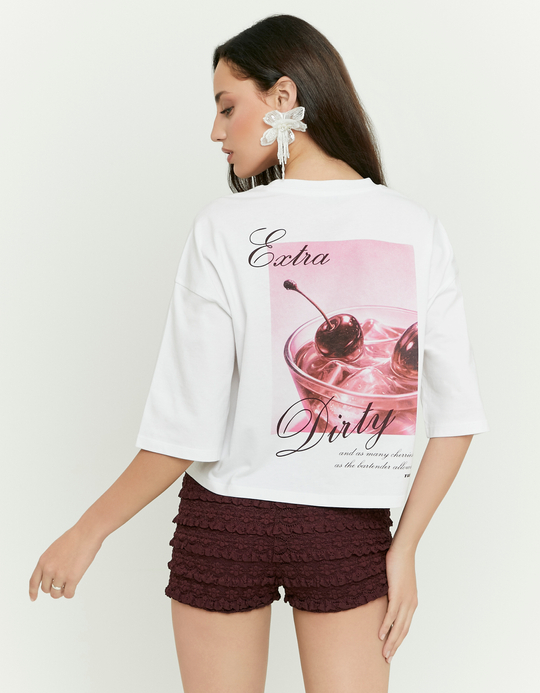 TALLY WEiJL, T Shirt Oversize Bianca Stampata for Women