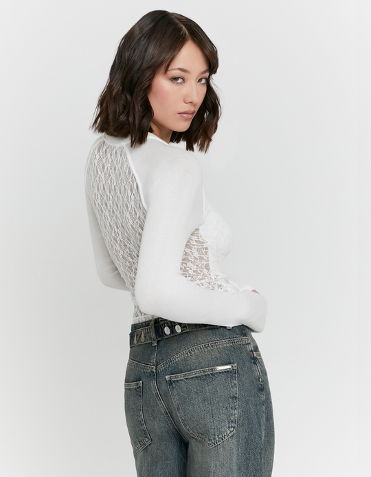 TALLY WEiJL, White Embroidered Lace Top for Women
