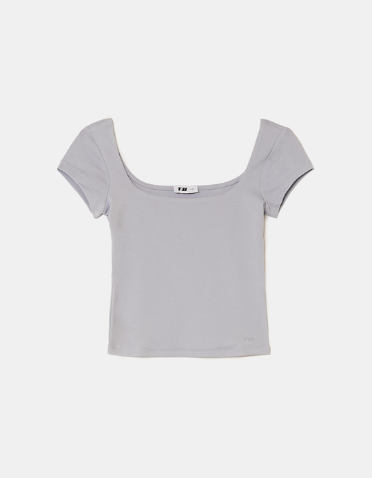 TALLY WEiJL, T-Shirt Bleu à Col Carré for Women