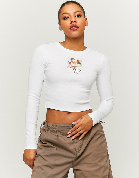 TALLY WEiJL, T-Shirt a Maniche Lunghe Bianca for Women