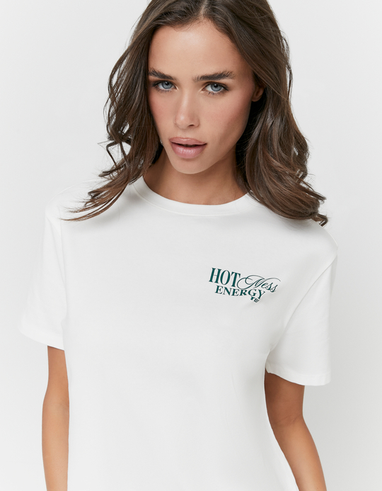 TALLY WEiJL, White Printed T-Shirt for Women