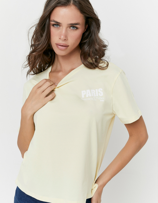 TALLY WEiJL, Yellow Printed T-Shirt for Women
