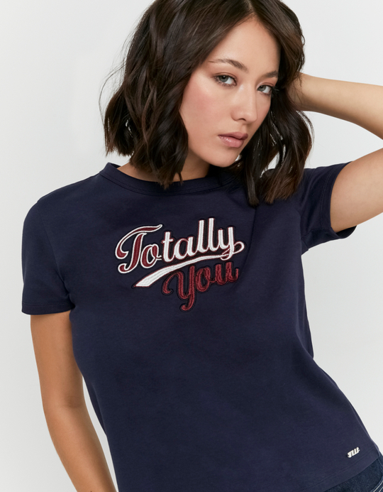 TALLY WEiJL, Blue Embroidered T Shirt for Women