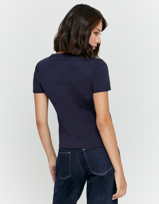 TALLY WEiJL, Blue Embroidered T Shirt for Women