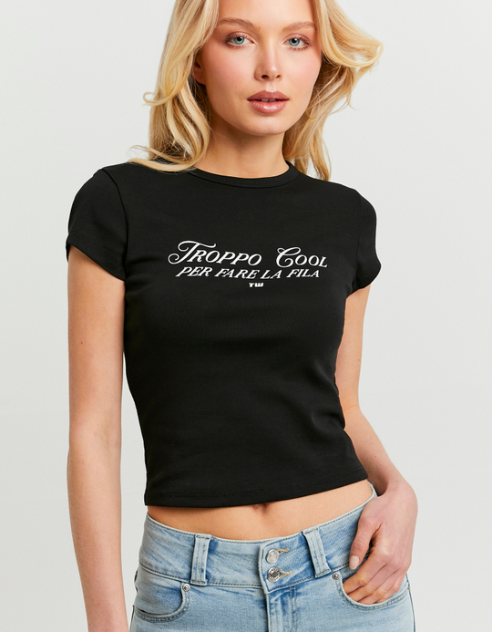TALLY WEiJL, T-shirt Nera con Stampa for Women