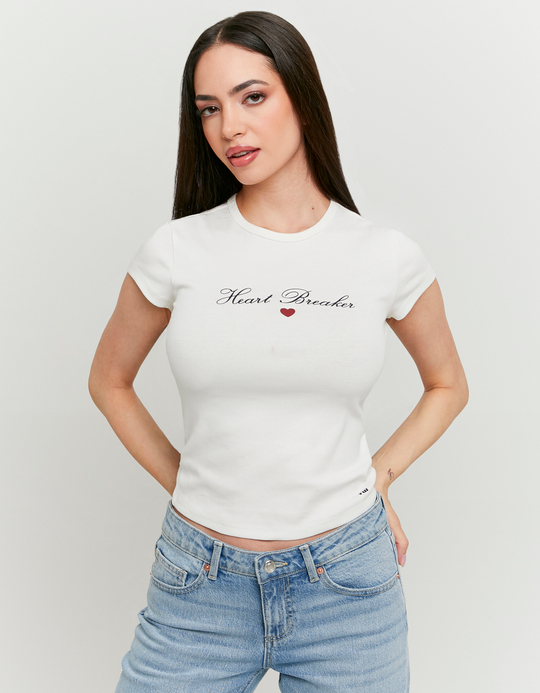 TALLY WEiJL, T-shirt bianca in cotone con stampa for Women