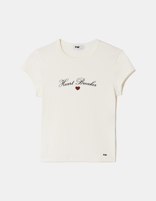 TALLY WEiJL, White Printed Cotton T-Shirt for Women