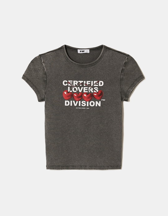 TALLY WEiJL, Grey Printed T-Shirt for Women