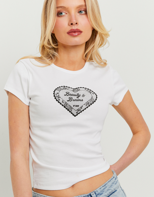 TALLY WEiJL, White Printed T-Shirt for Women