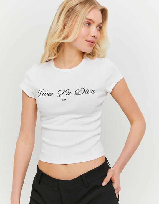 TALLY WEiJL, White Printed T-Shirt for Women