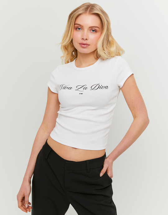 TALLY WEiJL, White Printed T-Shirt for Women