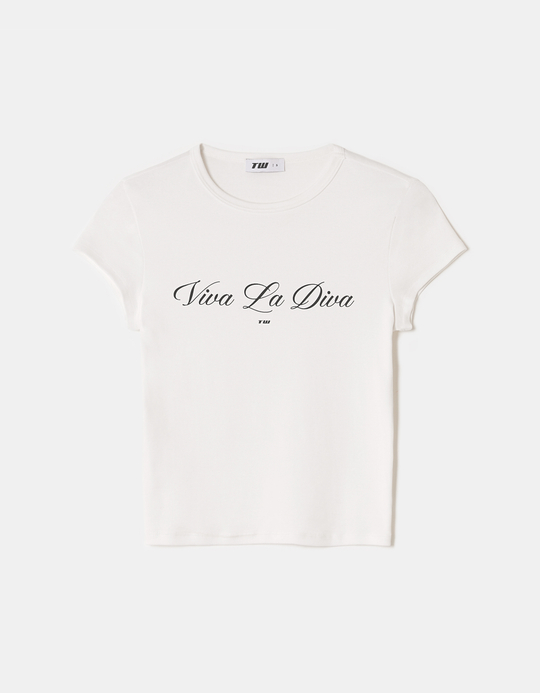 TALLY WEiJL, White Printed T-Shirt for Women