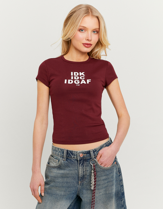 TALLY WEiJL, Burgundy Printed T-Shirt for Women