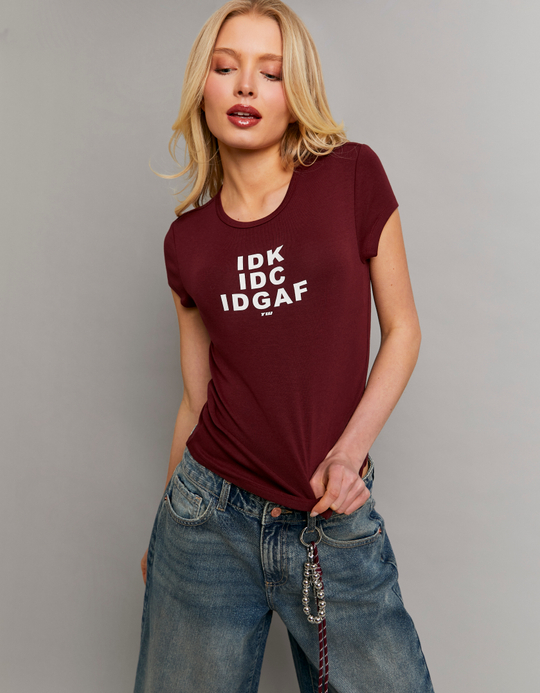 TALLY WEiJL, Burgundy Printed T-Shirt for Women