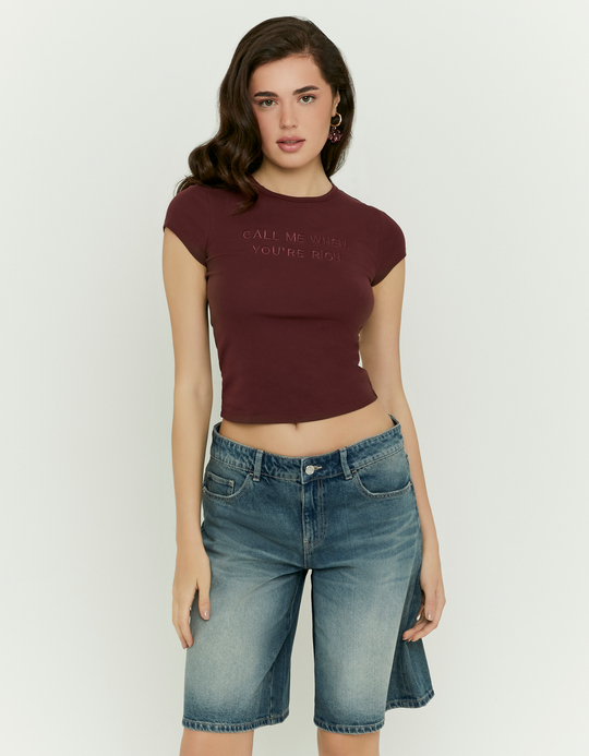 TALLY WEiJL, T-Shirt Borgogna Stampata for Women