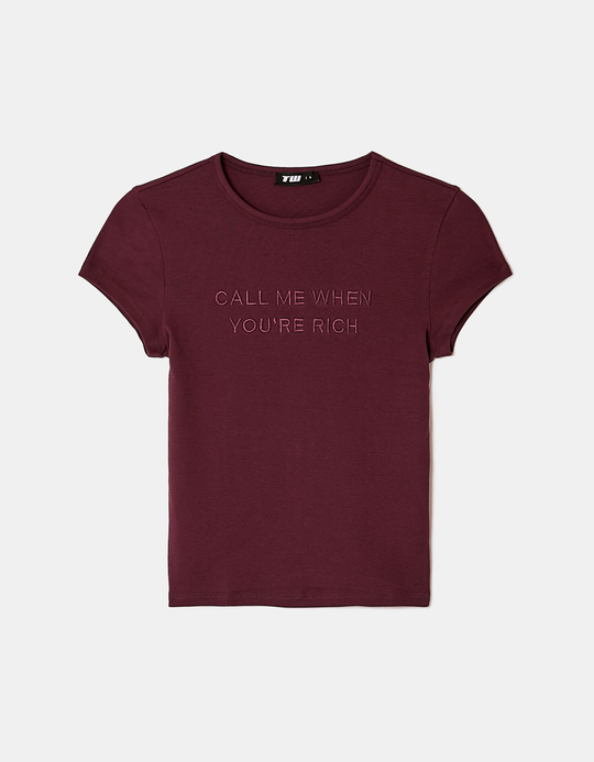 TALLY WEiJL, Burgundy Printed T-Shirt for Women
