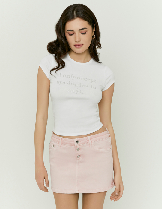 TALLY WEiJL, White Printed T-Shirt for Women