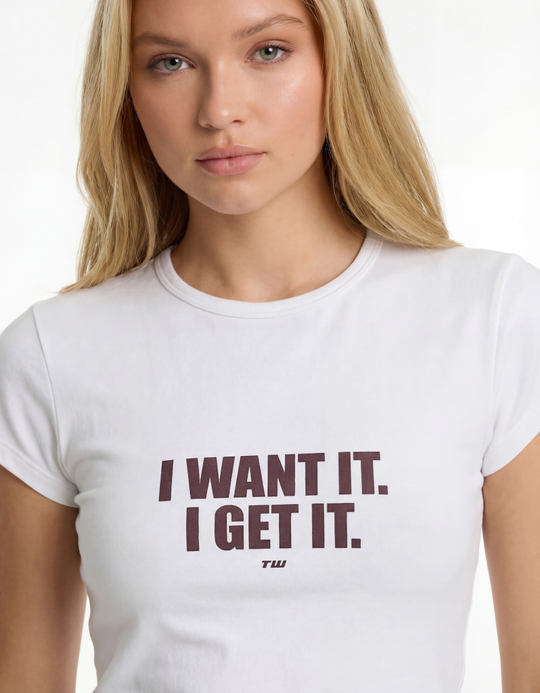 TALLY WEiJL, T-Shirt Bianca Aderente Stampata for Women
