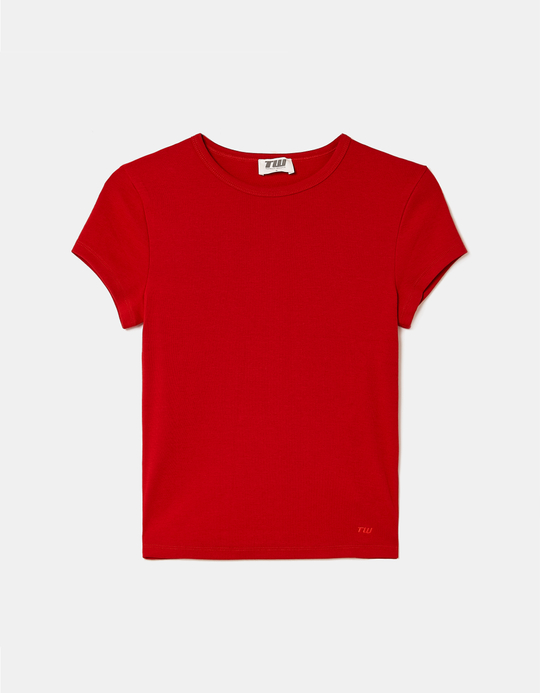 TALLY WEiJL, Rotes Basic T-Shirt for Women