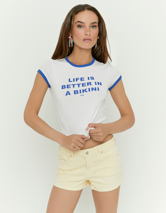 TALLY WEiJL, White Printed T-shirt for Women