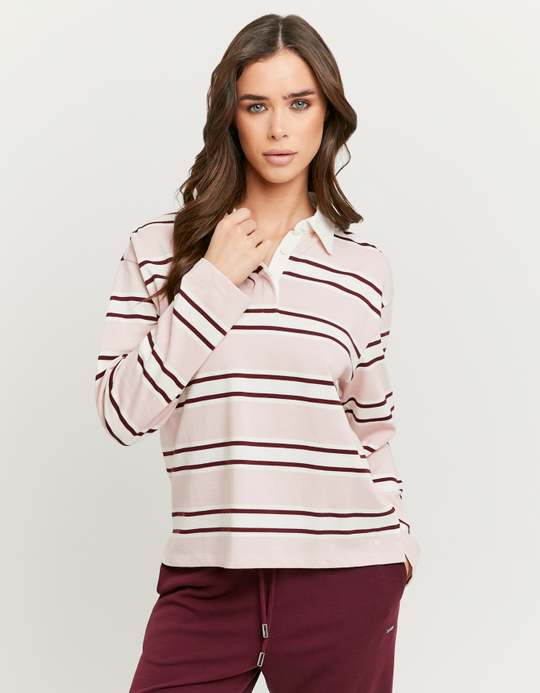 TALLY WEiJL, T-Shirt Rayé Rose à Manches Longues for Women