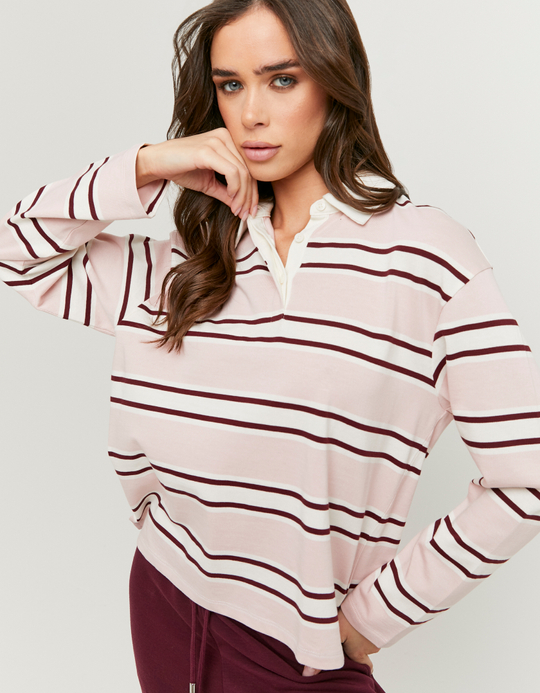 TALLY WEiJL, Pink gestreiftes Langarm-T-Shirt for Women