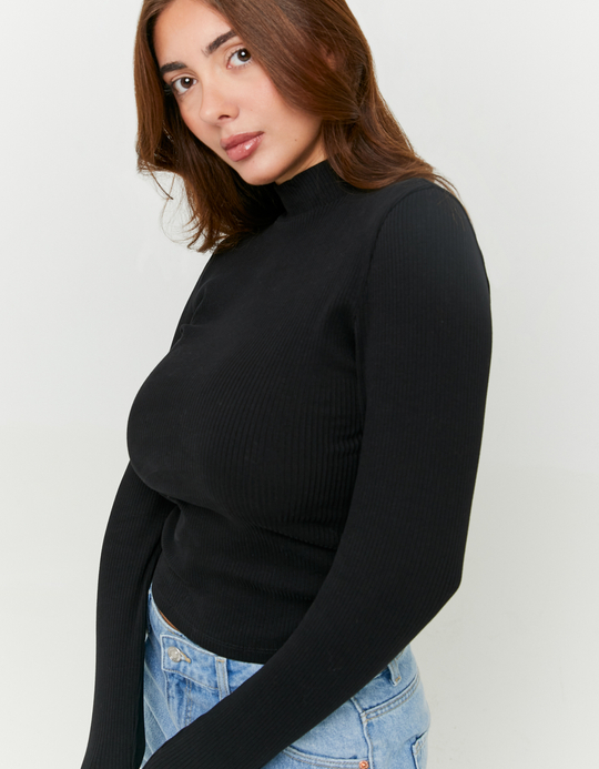TALLY WEiJL, Schwarzes T-Shirt mit hohem Ausschnitt for Women