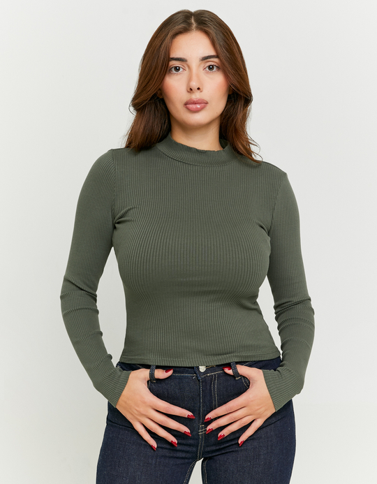 TALLY WEiJL, Khaki High Neck T-Shirt for Women