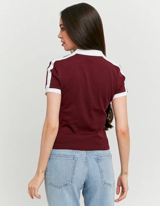 TALLY WEiJL, Bordeauxfarbenes Print-Polo-T-Shirt for Women