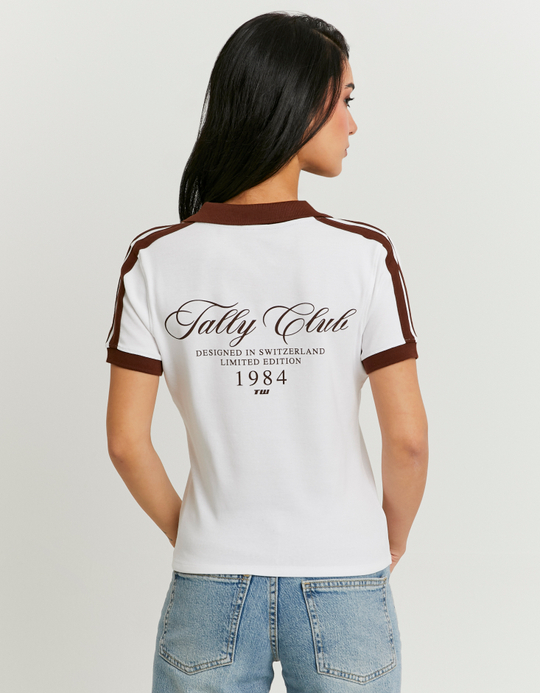 TALLY WEiJL, White Printed Polo T-shirt for Women