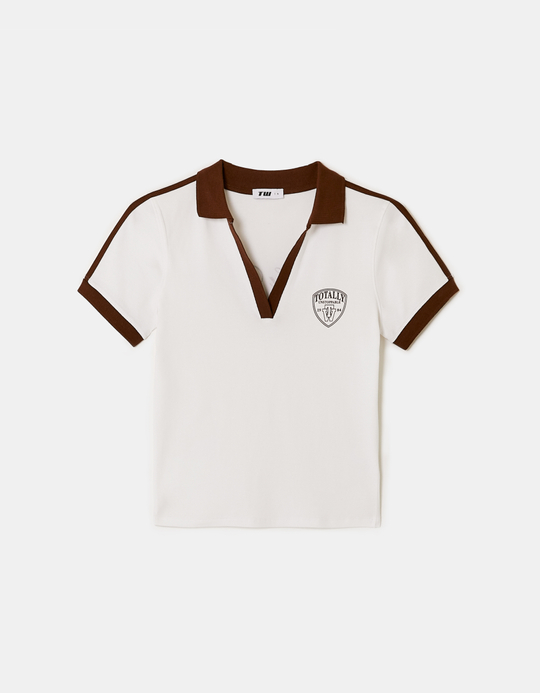 TALLY WEiJL, White Printed Polo T-shirt for Women