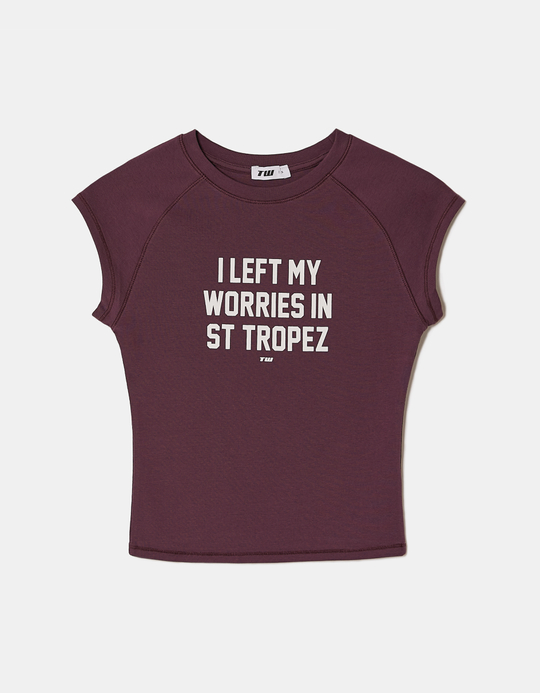 TALLY WEiJL, Purple Printed T-Shirt for Women