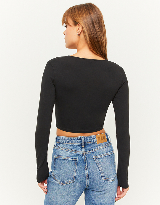TALLY WEiJL, Schwarzes kurzes Top mit Cut Out for Women
