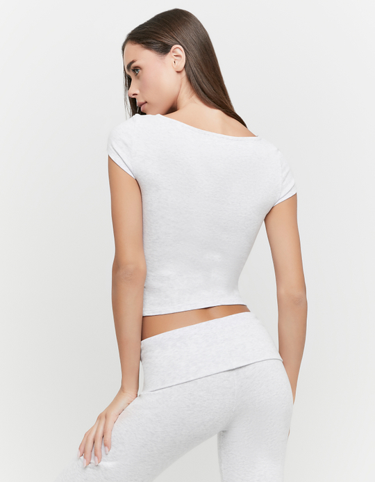 TALLY WEiJL, T shirt basic grigia aderente for Women