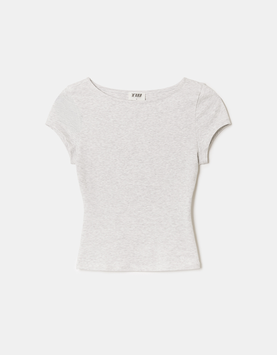 TALLY WEiJL, T shirt basic grigia aderente for Women