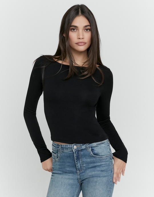 TALLY WEiJL, Top Nero a Maniche Lunghe for Women