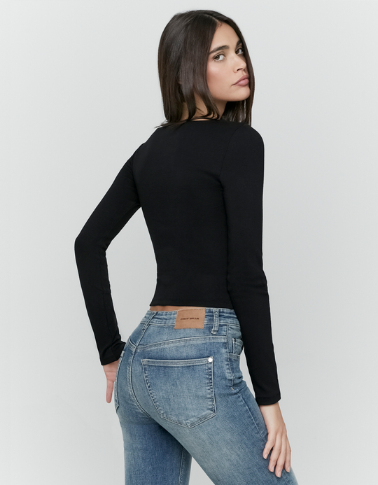 TALLY WEiJL, Top Nero a Maniche Lunghe for Women