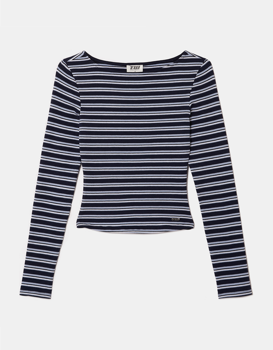 TALLY WEiJL, Gestreiftes Baumwoll T-Shirt mit U-Boot-Ausschnitt for Women