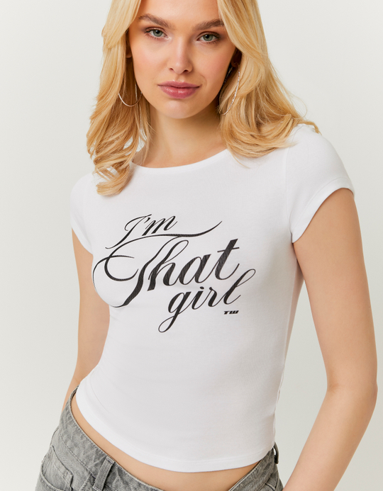 TALLY WEiJL, White Printed T-Shirt for Women