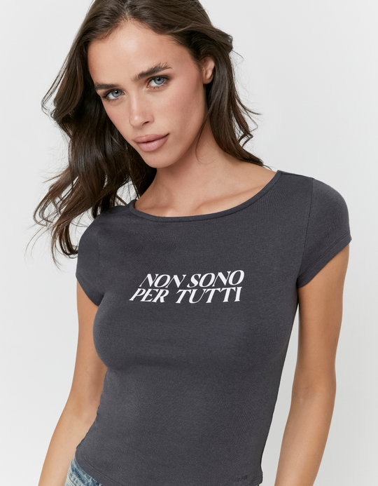 TALLY WEiJL, T-Shirt Grigia Stampata for Women
