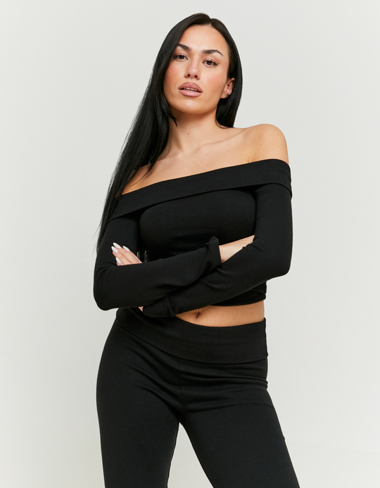 TALLY WEiJL, Top Off Shoulder Nero for Women