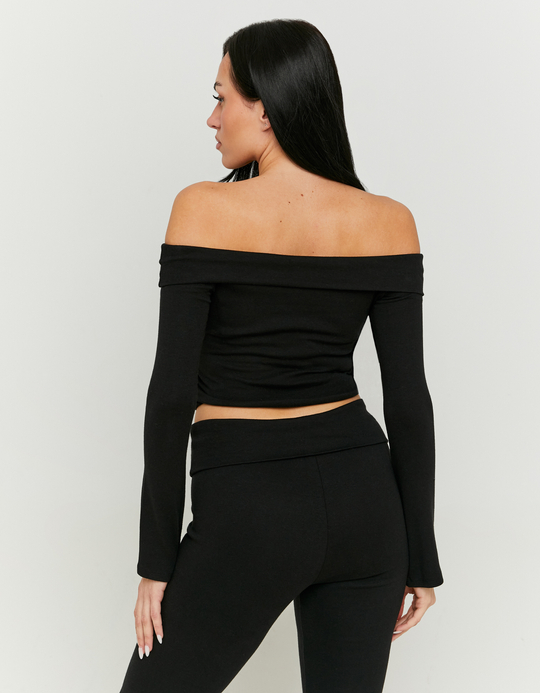 TALLY WEiJL, Top Off Shoulder Nero for Women