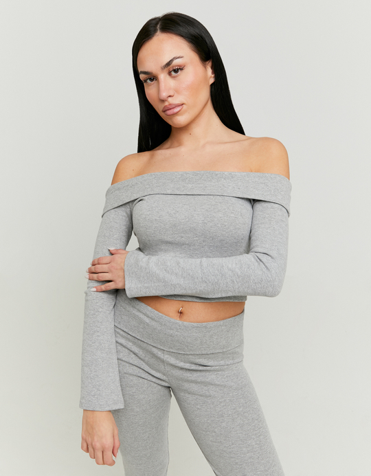 TALLY WEiJL, Top Gris Ajusté Épaules Dénudées for Women