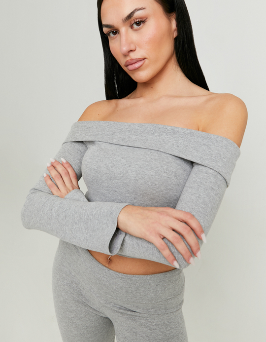 TALLY WEiJL, Top Gris Ajusté Épaules Dénudées for Women