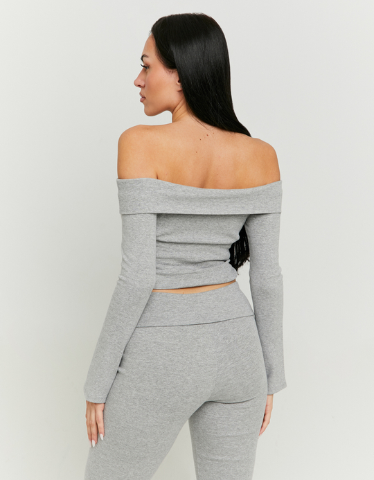 TALLY WEiJL, Top Gris Ajusté Épaules Dénudées for Women